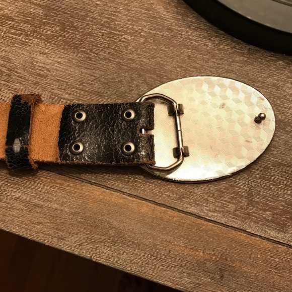 VINTAGE ED HARDY BY CHRISTIAN AUDIGIER BIG BUCKLE LEATHER BLING BELT - Picture 5 of 7